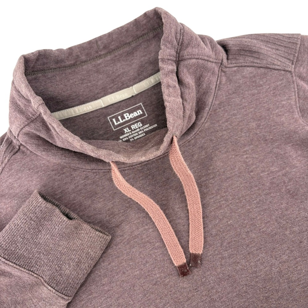 LL Bean Womens XL Funnel Neck Pullover Sweatshirt Mauve Purple Thumbhole 511587